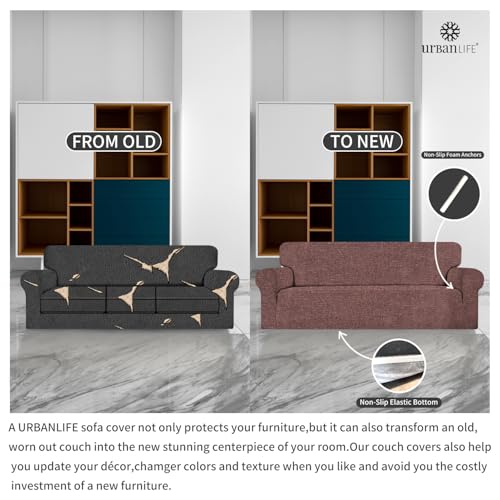 Stretch Sofa Slipcover - 1-Piece Couch Protector, Soft & Breathable, Machine Washable, Pet Friendly, Chocolate