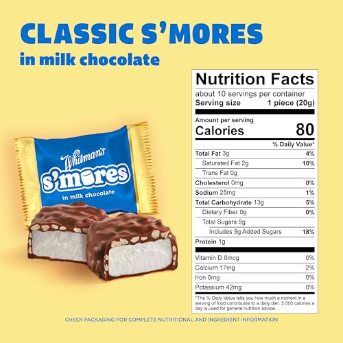 Whitman’s S'mores Milk Chocolate Candy – Marshmallow & Graham Cracker 7.3 oz