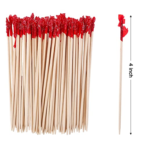 RENYIH 1200 Pcs 4-Inch Wooden Frill Toothpicks for Appetizers & Drinks