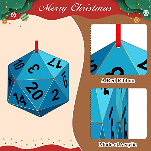 D4DREAM Funny Christmas Ornament C - 3" Acrylic D20 Dice for Tree Decor, Gamer Gift