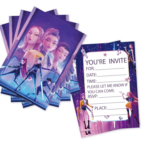12-Piece Cartoon Anime Birthday Party Invitation Cards, Festive Stationery