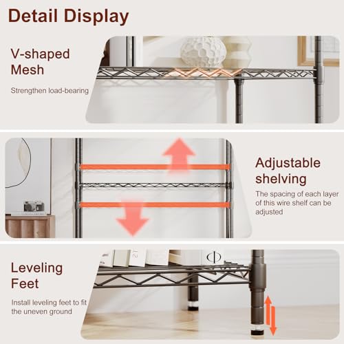 4-Tier Wire Shelf 36" x 14" x 54" Black Heavy-Duty Storage Rack