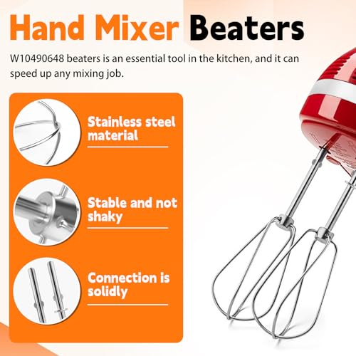 Stainless Steel Replacement Beaters for Hand Mixers, Durable Mixer Attachments
