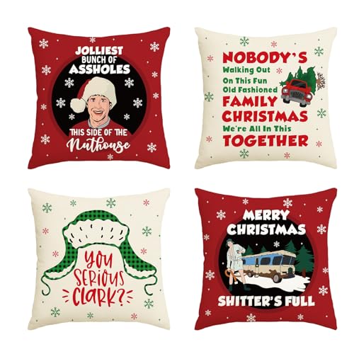 National Lampoons Christmas Vacation Pillow Covers 18x18in Funny Holiday Decor Cousin Eddie