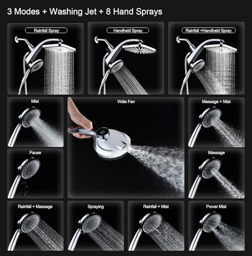 BOZYBO 12" High Pressure Rain Shower Head with Handheld Combo, Chrome