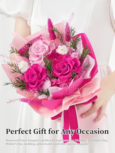 Handcrafted Preserved Real Rose Bouquet - Long-Lasting Floral Gift