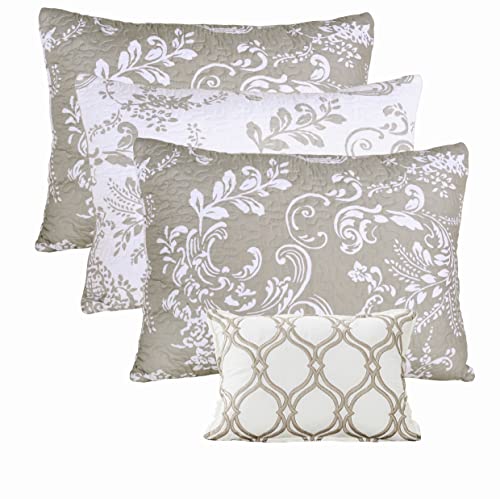 6-Piece Quilted Microfiber Daybed Bedding Cover Set - Taupe White (75" x 39")