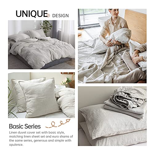 100% French Washed Linen Duvet Cover Set - 3 Piece King Farmhouse Bedding