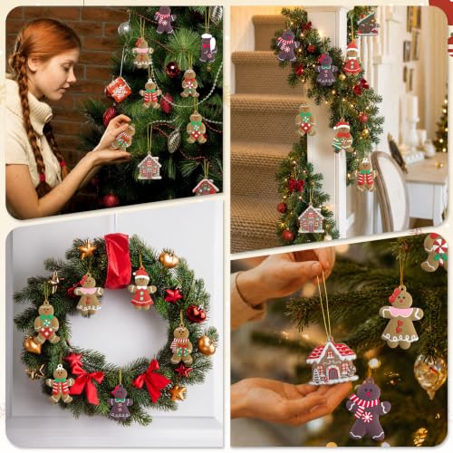 16-Piece Gingerbread Man & House Christmas Tree Ornaments - 3 Inch