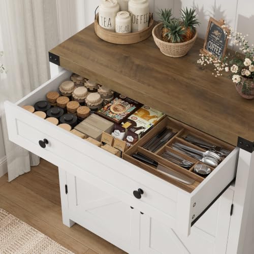 Farmhouse Kitchen Storage Cabinet with Drawer and Adjustable Shelf