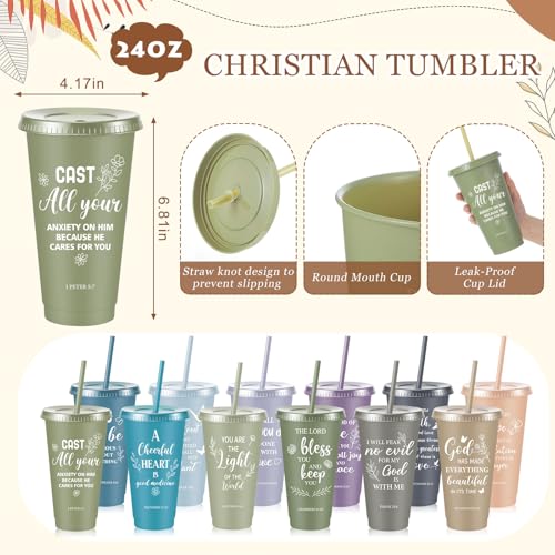 Light Morandi Christian Christmas Gift Set with Bible Verse Cups, Notebooks, Pens & Keychains - 48 Pack / Holiday Religious Gifts