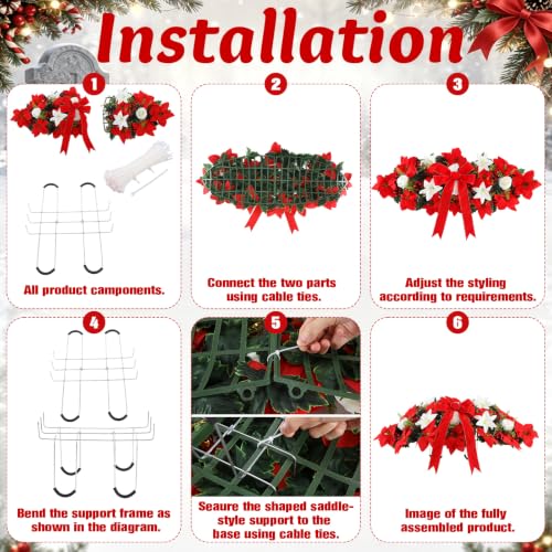Giegxin Xmas Cemetery Flower Saddle for Grave Decoration, Red, Large