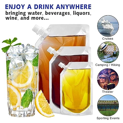 Vignee 10-Piece Cruise Liquor Flask Kit with 32oz, 16oz, 8oz Reusable Plastic Flasks & Funnel