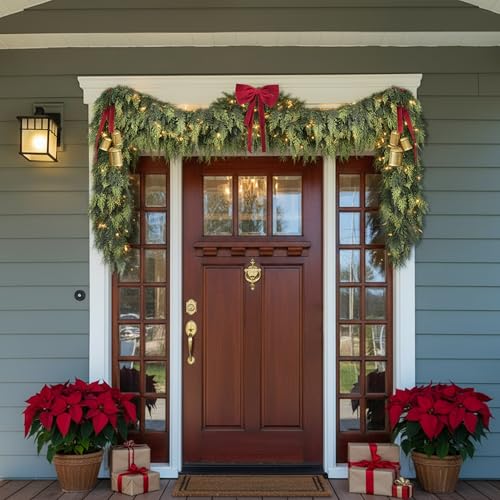 9FT Real Touch Christmas Cedar Garland Thick & Lush - Cedar-9 Ft / 1