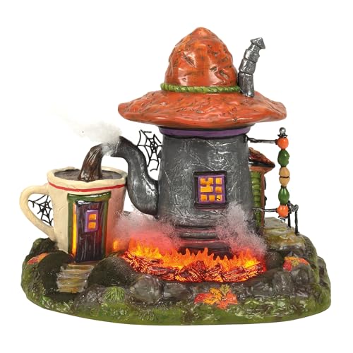 Halloween Village Lit Coffee Shop Building & Figurine Set - USB Powered
