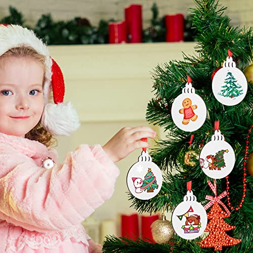 Jetec 72 Pcs Sublimation MDF Christmas Ornaments Blank with Holes & Ribbons