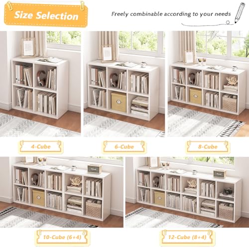 8-Cube Open Storage Organizer Bookcase, White Modular Shelf Unit