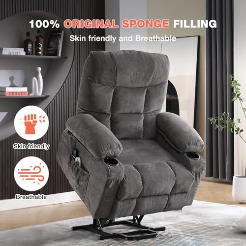 Power Lift Recliner Chair with Massage, Lumbar Heat, and USB Port