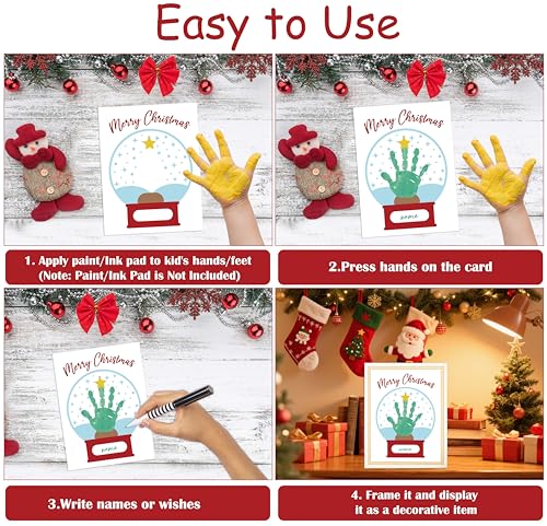Christmas Handprint Art Cards 10-Pack - DIY Finger Paint Greeting Cards for Kids