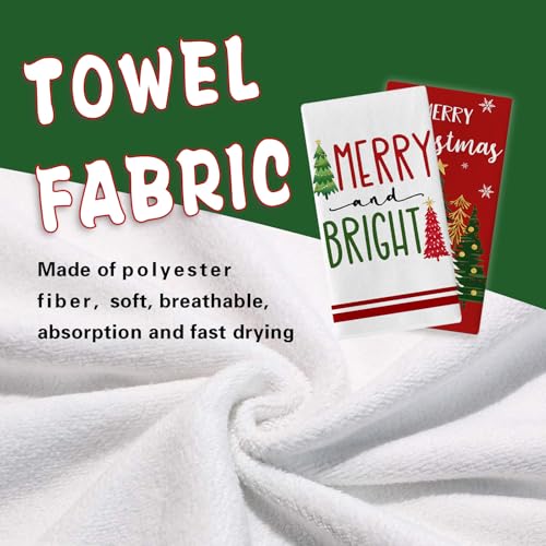 Croar Merry Christmas Tree Red Kitchen Dish Towels Set of 2 – Christmas Tree Variation