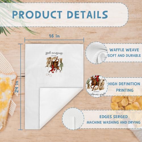 Western Christmas Cowboy Santa Kitchen Hand Towels 16x24 Inches