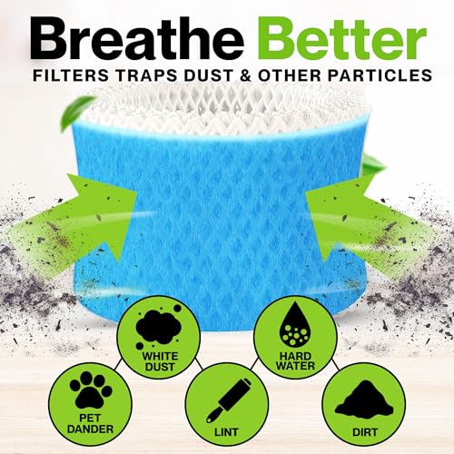 4-Pack Premium Humidifier Wicking Filters, Rigid Anti-Sag Design