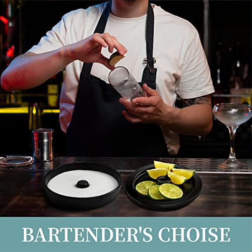 WYMOON Black Ceramic Margarita Salt Rimmer Set with Lids & Tray, Cocktail Barware