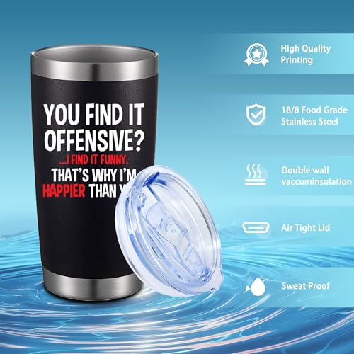 ATHAND 20oz You Find It Offensive, I Find It Funny Stainless Steel Tumbler with Lid - Black Variation