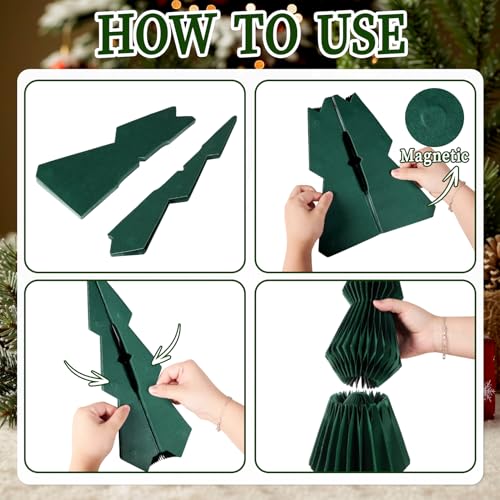 PAPER JAZZ 20in Large Honeycomb Christmas Tree – Green & Red Folding 3D Centerpiece