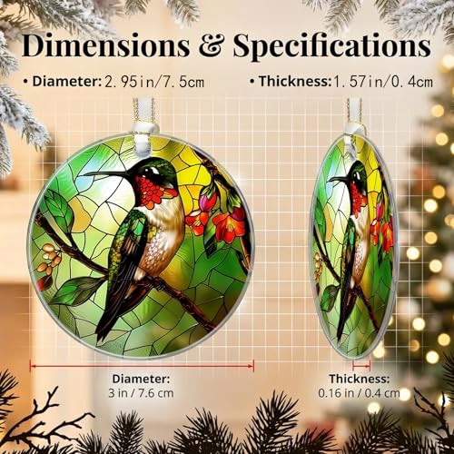 ADVTMQ Hummingbird Stained Glass Christmas Ornament 2026 with Gold Ribbon