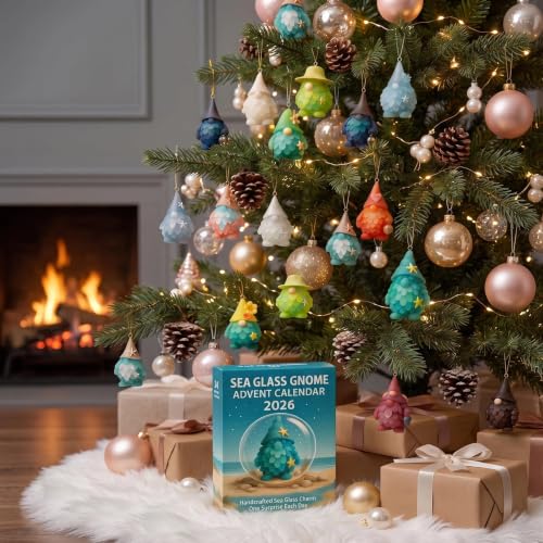 Sea Glass Gnome Advent Calendar - 24 Day Beach Theme Countdown Gift Box