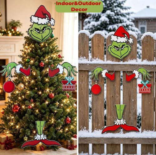 Charmluvee Green Monster Christmas Tree Topper Set - Premium Indoor/Outdoor Decoration