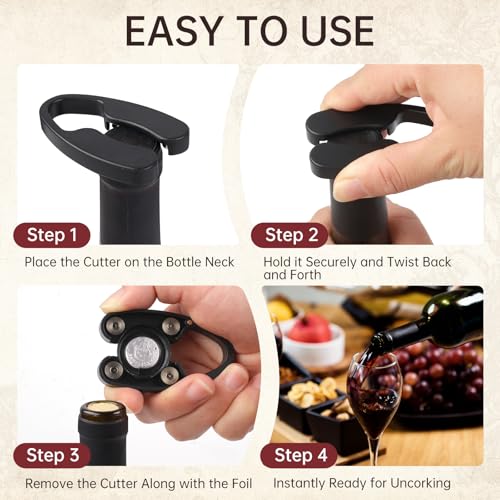 3-Pack Magnetic Wine Foil Cutter - Easy Squeeze & Twist Stainless Steel Blade Remover