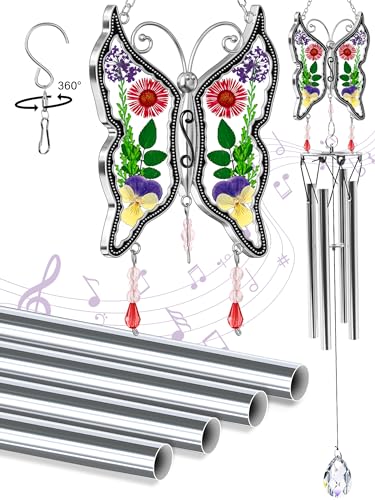 KY&BOSAM Butterfly Wind Chime Memorial Gift - Small Red, Purple, Green