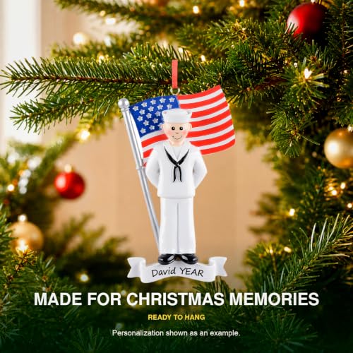 US Navy Christmas Ornament 2026 – Personalized Military Sailor Gift