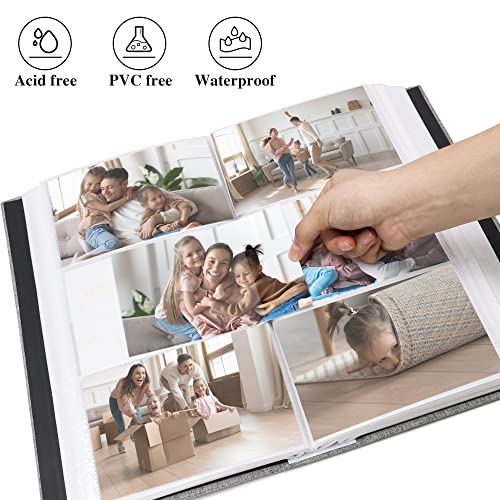 300-Pocket 4x6 Photo Album with Linen Hardcover and Display Window, Grey