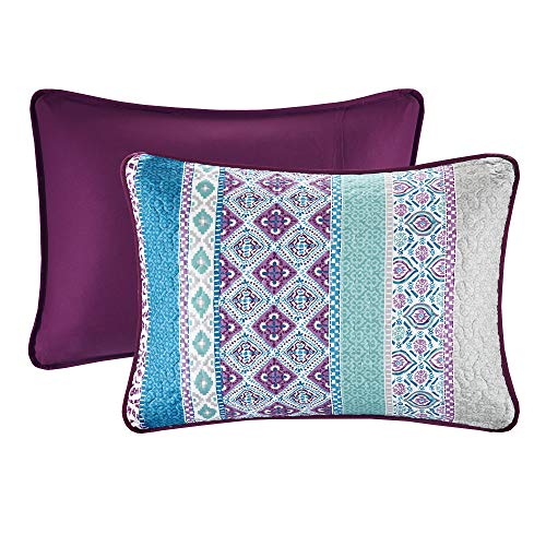 6-Piece Reversible Boho Daybed Cover Set with Shams & Bedskirt - Purple