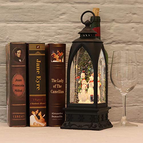 12-Inch Musical Christmas Snow Globe Lantern - Snowman Water Glitter Decor