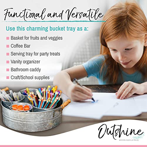 Galvanized Metal Tray for Storage & Decor - 12-inch Farmhouse Round Organizer