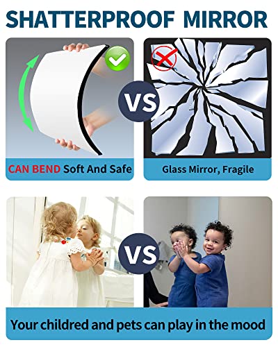 Shatterproof Acrylic Wall Mirror Tiles - 4 Pack 12x12 Inch Full Length Set