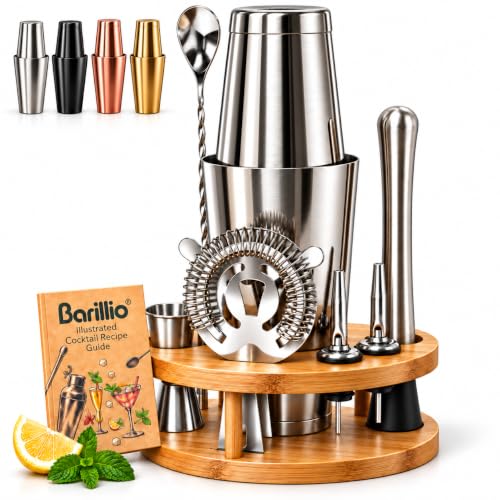 Silver Barillio Elite Mixology Bartender Kit with Stand - 9-Piece Cocktail Set