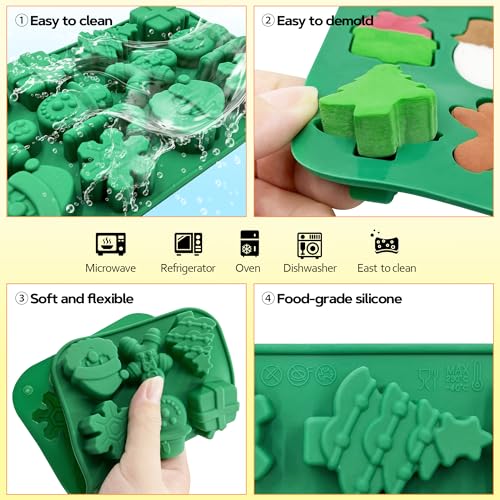Christmas Silicone Mold 2PCS for Chocolates, Candies, Cookies & Crafts