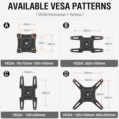Full Motion TV Wall Mount Bracket for 14-42 Inch Screens, Swivel & Tilt