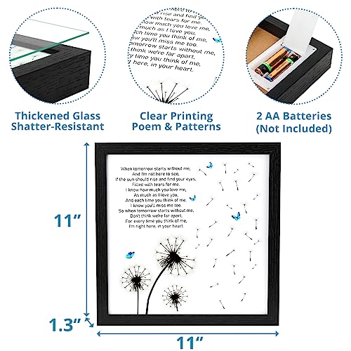 LED Memorial Shadow Box Sympathy Gift with Dandelion Print 11x11