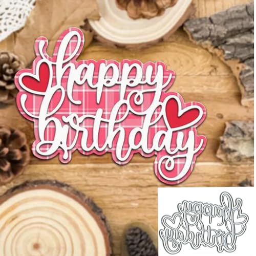 Happy Birthday Metal Die Cuts for Card Making & Scrapbooking - Christmas & Party Letter Stencils