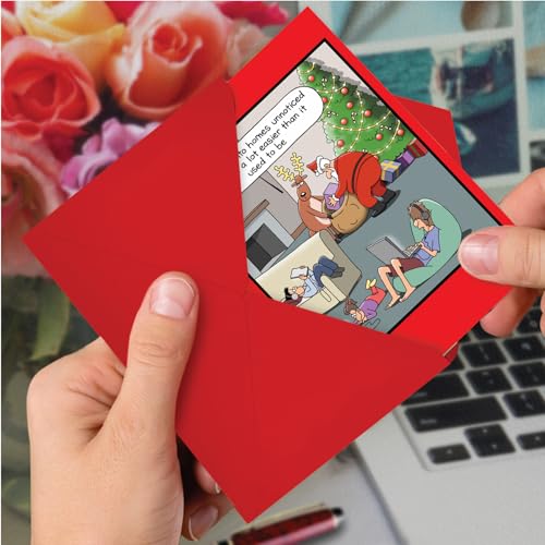 NobleWorks Christmas Card Pack - Sneaking Into Homes Holiday Humor (12 Pack)
