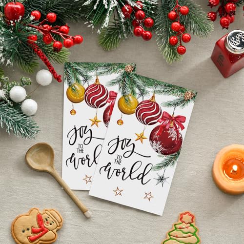 Christmas Paper Napkins 50 Pack - Festive Xmas Ball Pattern for Holiday Table Decor