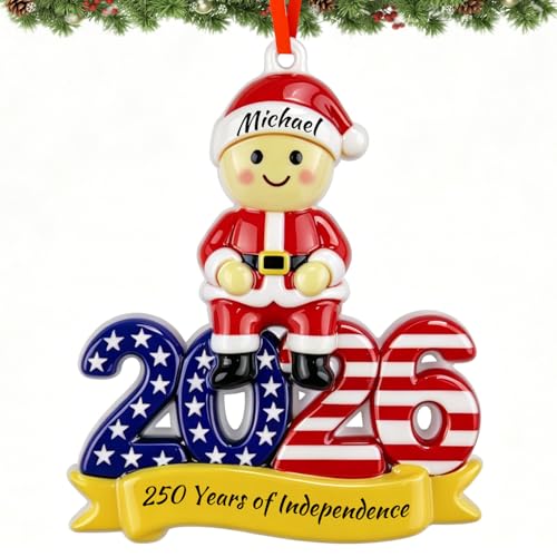 Personalized Family Christmas Ornament - Family of 1 - Patriotic 2026 Holiday Decor