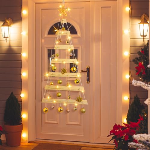 VAIPI Wooden 40in Wall Hanging Christmas Tree with Lights - 40'' x 20'' (Variation: Wooden-40inch)