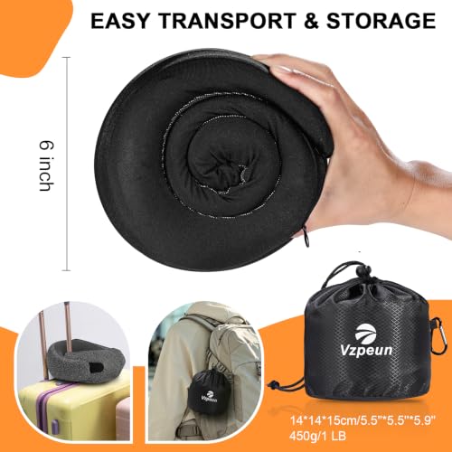 Hooded Memory Foam Travel Neck Pillow Set with Eye Mask & Earplugs